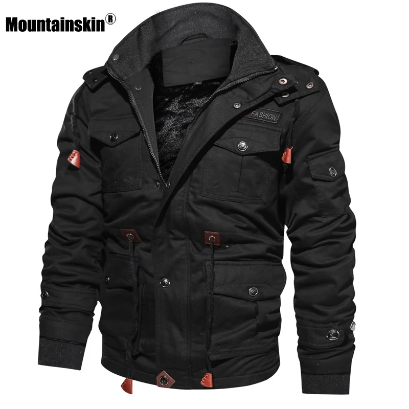 Chaqueta de lana de invierno para hombre de piel de montaña Abrigo con capucha abrigo térmico gruesa chaqueta militar masculina ropa de marca para hombre SA600 - 1