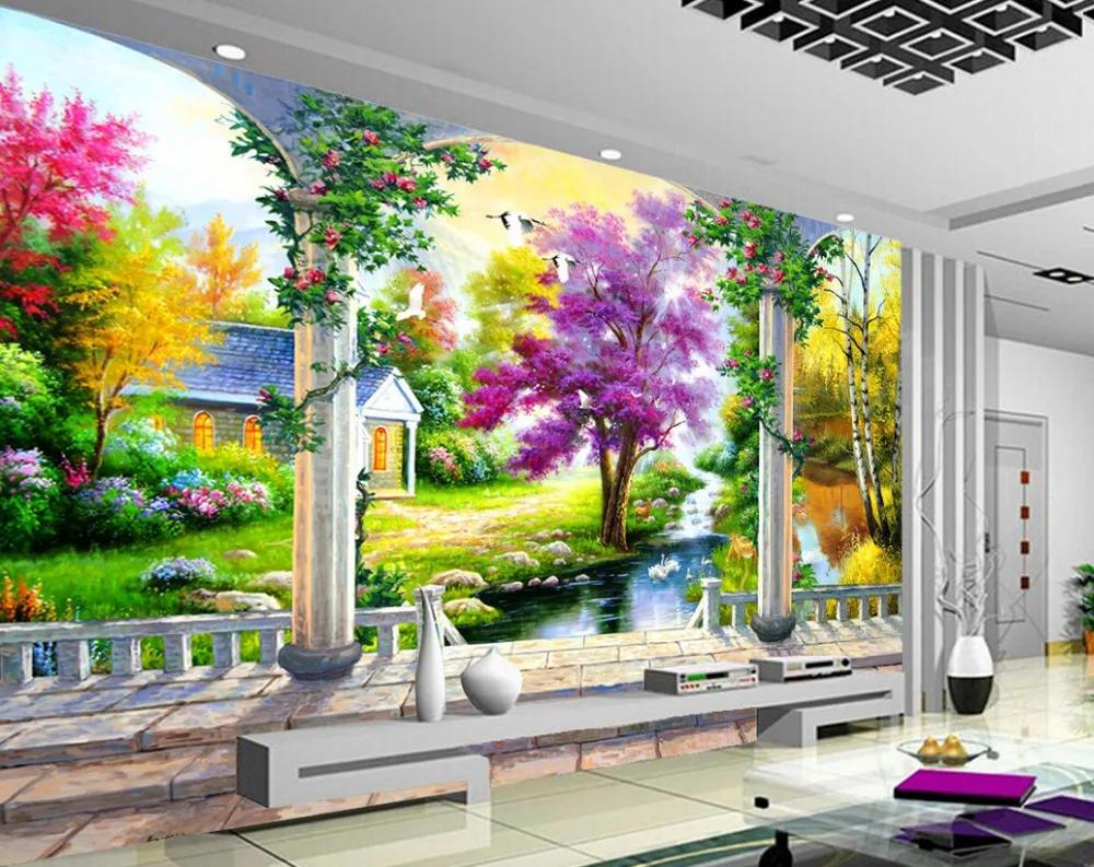 

3D Roman column European oil painting landscape mural painting photos Home Decoration custom 3d photo wallpaper