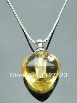 

25pcs/lot yellow Small heart Rice vials pendants rice vial pendant perfume empty glass bottle glass spray perfume bottl .