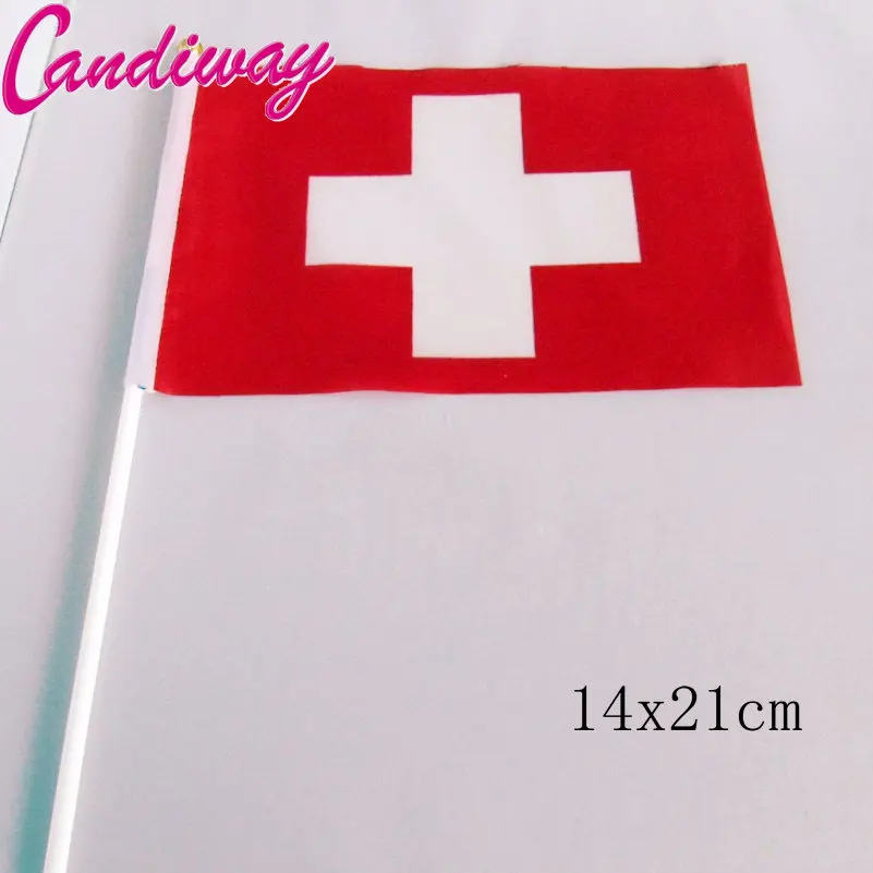 14x21 см 5 шт. Швейцарский Флаг ручные развевающиеся флаги пластиковые флагштоки NN019