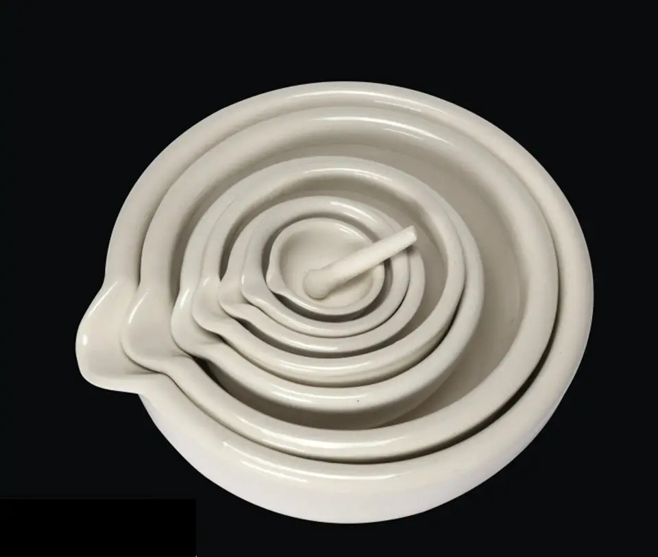 Keramik Mörser Stößel Set - Labor Mörser Weiß Porzellan 60-160mm Durchmesser