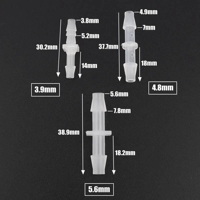 10 шт./лот 1,6-9,5 мм PP пластиковый шланг, Прямые соединители аквариума, воздушный насос, фитинги для сада, микро орошение шлангов