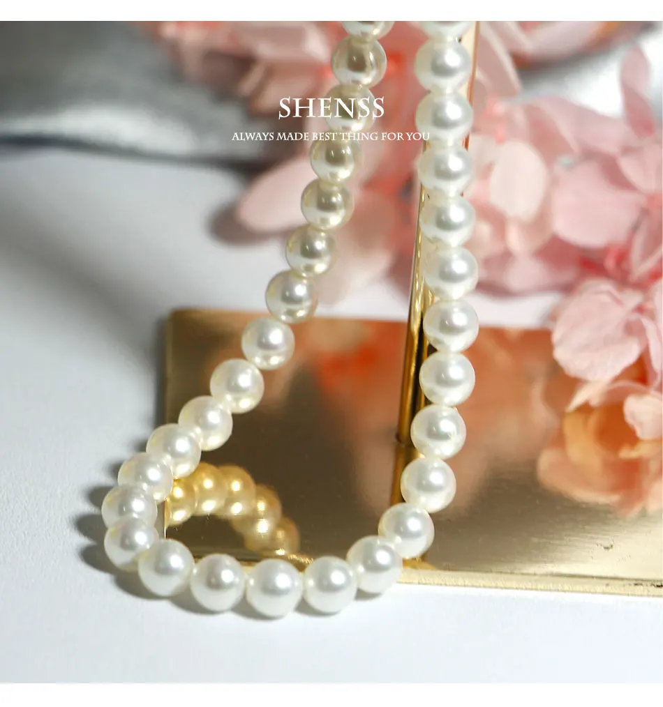 Элегантный серебристый 925 ювелирные изделия классический темперамент Свадебные Цепочки и ожерелья 8 мм Shell Pearl Крем 925 пробы Серебряная цепочка для Для женщин