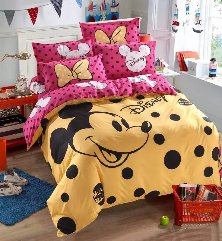 

Disney Mickey Mouse Duvet Cover Set 4 Pieces Full Twin Single Size Bedding Set for Children Bedroom Decor Bed Linen