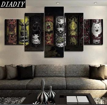 

Animal Pictures 5 Pieces Game Of Thrones Painting,Full ROUND diy Diamond Painting Cross Stitch 5D diy Diamond Embroidery Mosaic