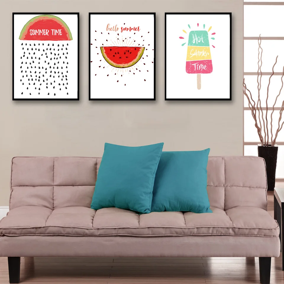 Nordic-Cartoon-Fruit-Watermelon-Popsicles-Art-Canvas-Posters-and-Prints-Oil-Painting-Home-Decor-Pictures-No