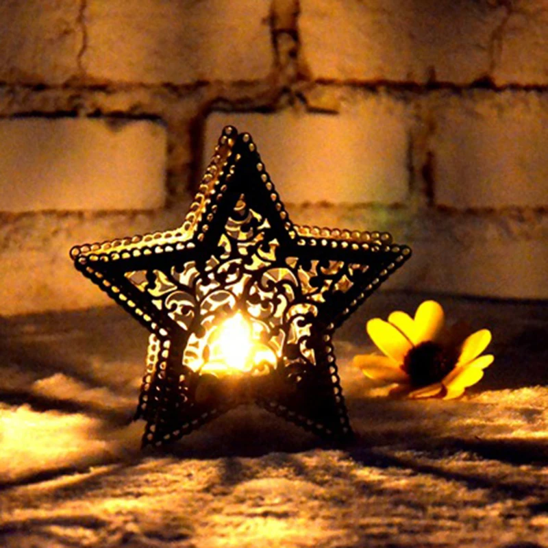 Рождественский Декор, морокканский подсвечник, свечи, пятиконечная звезда, красочный подсвечник, светильник для украшения дома, магазина, бара, P0.2