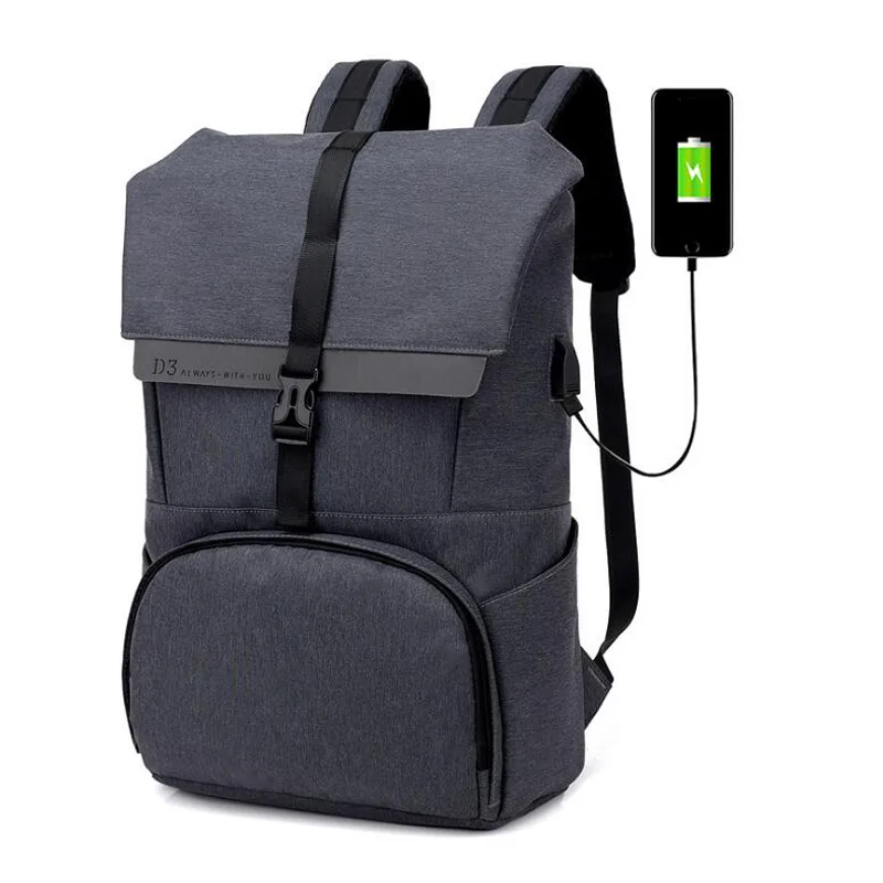 

Solid Casual Anti-theft Men Backpack Bag With USB Charging Large Capacity Business Laptop Bag For 15 inch Travel Man Backpack