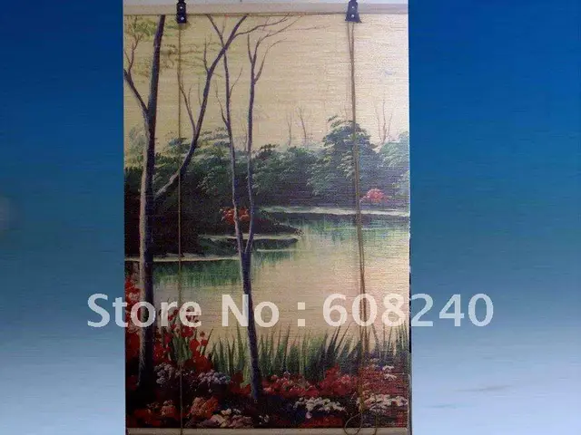 digital color printed bamboo painted curtains in blinds shades