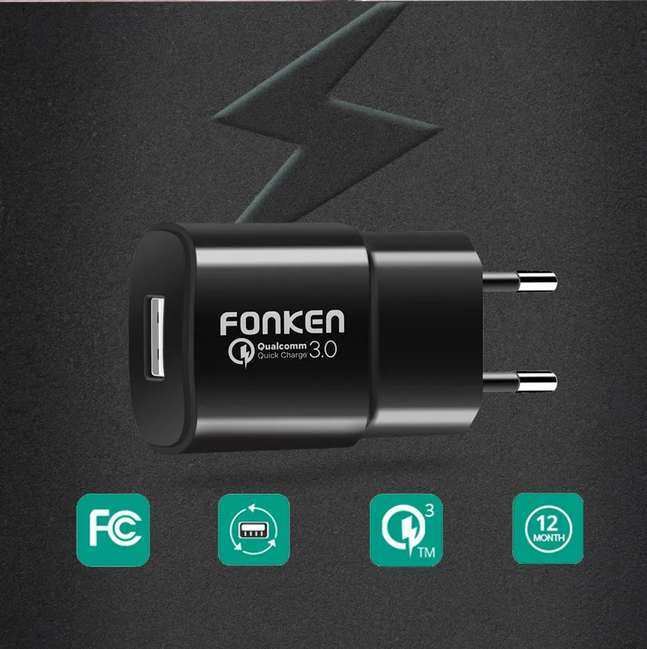 Fonken USB Зарядное устройство Quick Charge 3.0 fast Зарядное устройство qc3.0 qc2.0 18 Вт стены USB адаптер для Запасные Аккумуляторы для телефонов Портативный мобильного телефона зарядное устройство