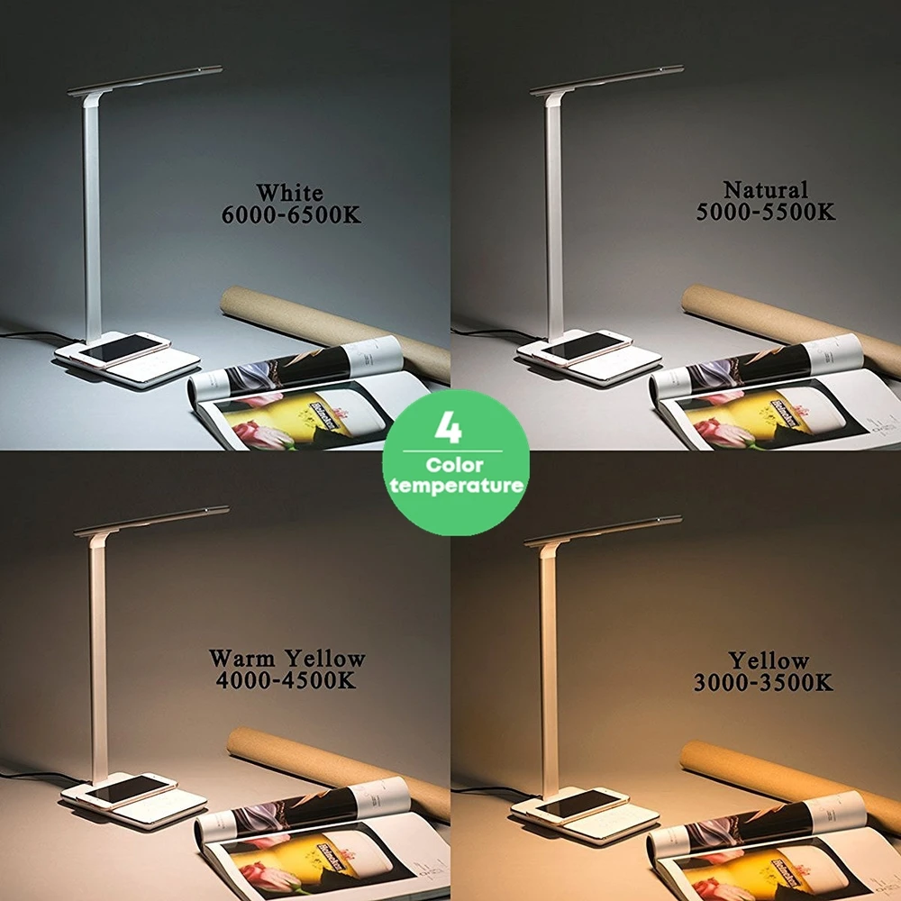  DCAE Table Desk LED Lamp Light Qi Wireless Charger for iPhone 11 8 X XS Max XR Fast Desktop Chargin