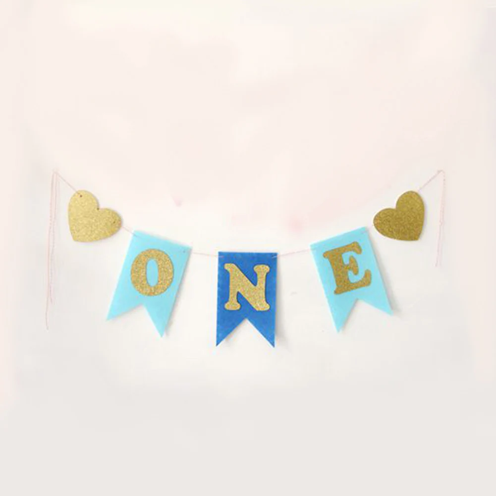 

New Baby 1 First Birthday Boy Girl Balloons Kids One Year Old Birthday Non-woven fabric Garland Banner Children Party Decor