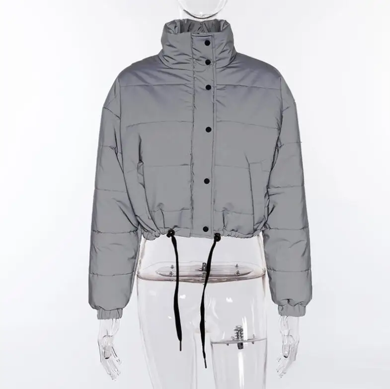 

New women's luminous casual short thick cotton coat