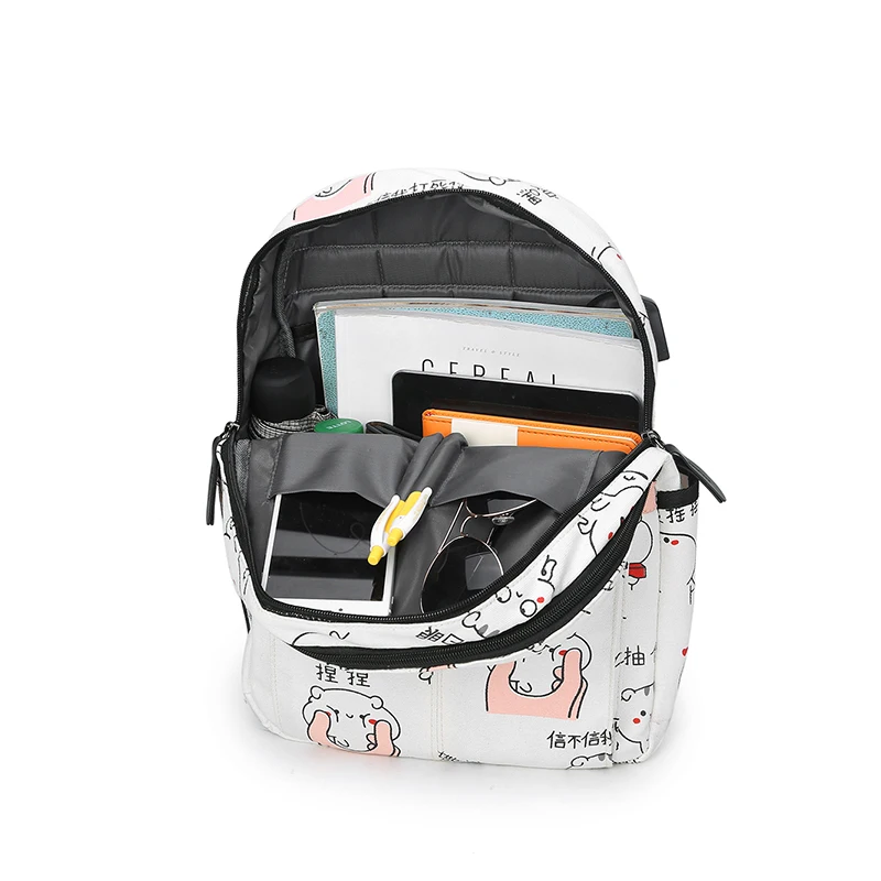 Mochila de lona de carga USB 2019 3 unids/set mochilas escolares de mujer para adolescentes hombre bolso de libro de estudiante mochila para niños