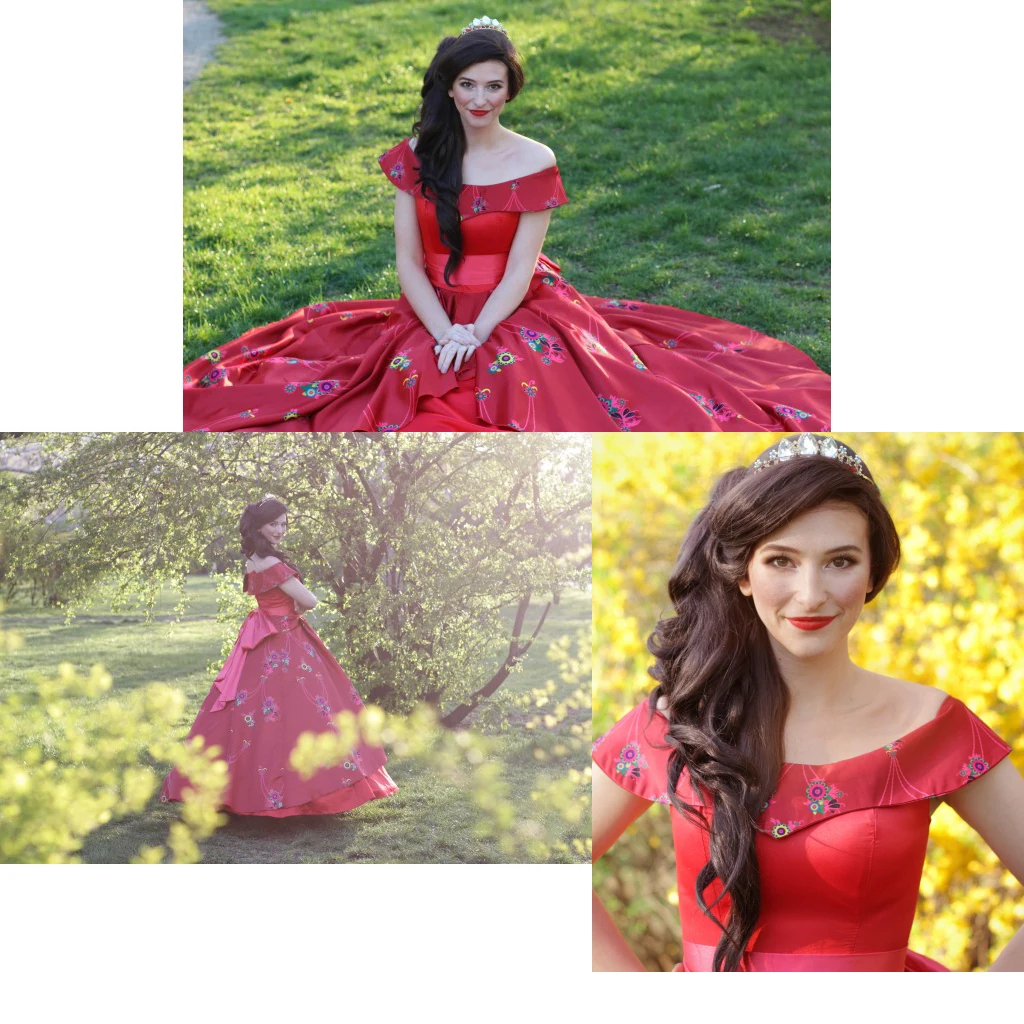 CostumeBuy Elena of Avalor принцесса Елена маскарадный костюм платье для взрослых детей Elena сзади кружевное нарядное красное платье L920