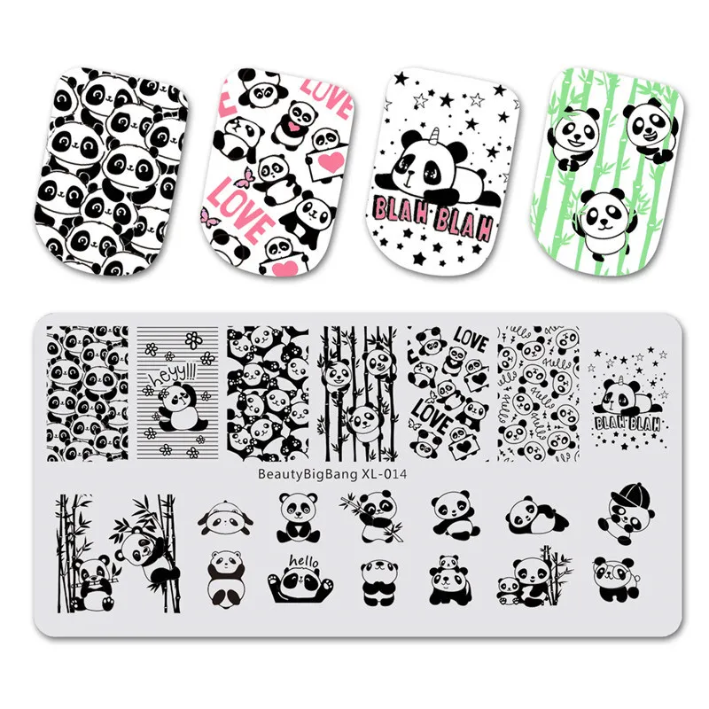 Beautybigbang нержавеющая сталь для ногтей штамповки пластины панда кружева стиль штамп для ногтей штамп Carimbo de unha штамповка пластины для ногтей искусство - Цвет: 014