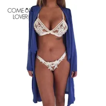 Comeonlover, большой размер, синий, белый, кружевной, вязанный крючком бюстгальтер, комплект нижнего белья, RI80468, Новое поступление, ажурный комплект с бюстгальтером, Conjunto, нижнее белье