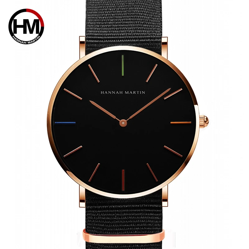

Japan Quartz Movement Men Women Unisex Simple Watch Top Brand Luxury Jewelry Waterproof Black Nylon Sport Fashion Wrist Watches