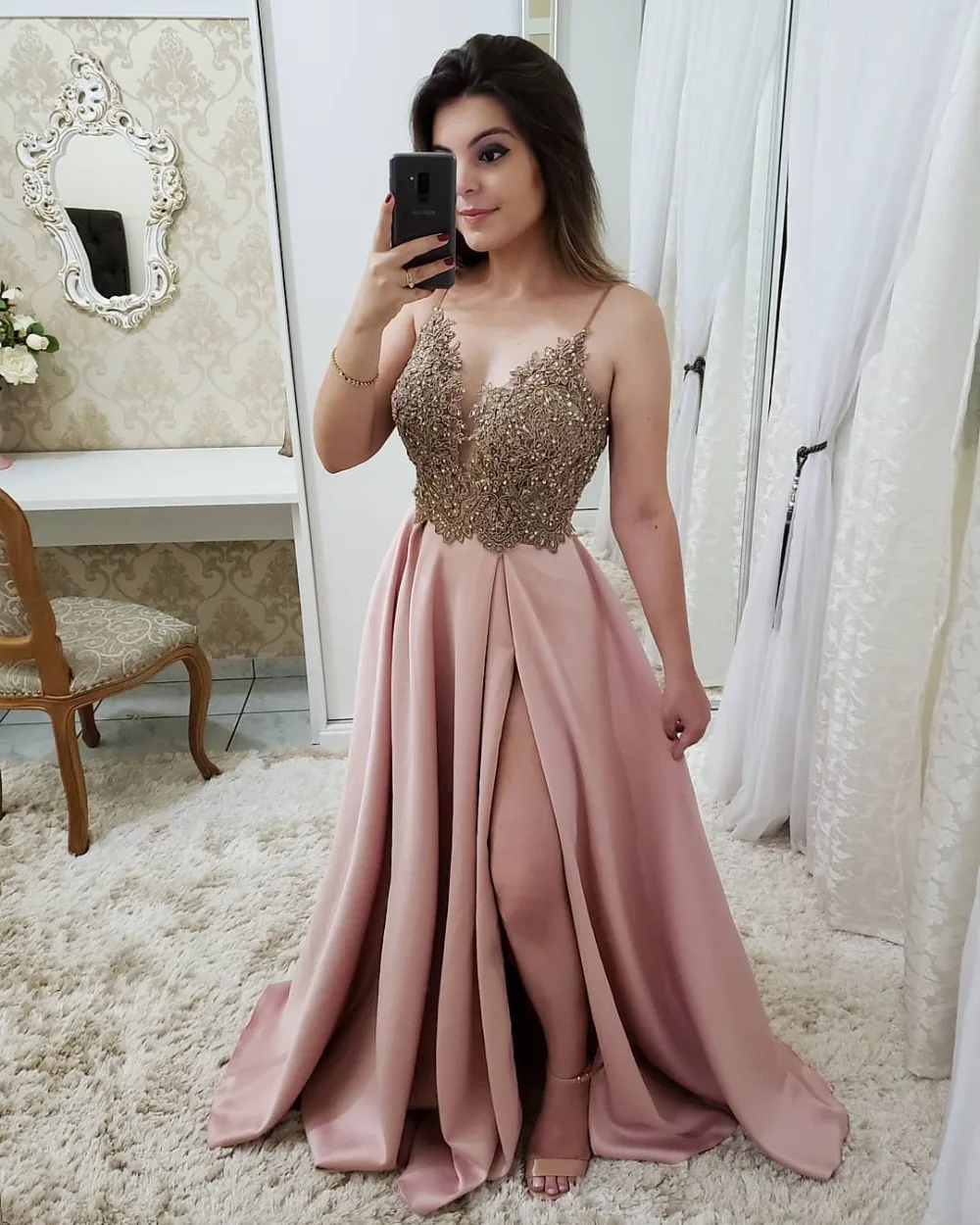 Vestidos de Gala, сексуальные платья с глубоким v-образным вырезом и разрезом по бокам, платья для выпускного вечера, длинные элегантные кружевные аппликация выпускные платья, торжественные платья Jurken