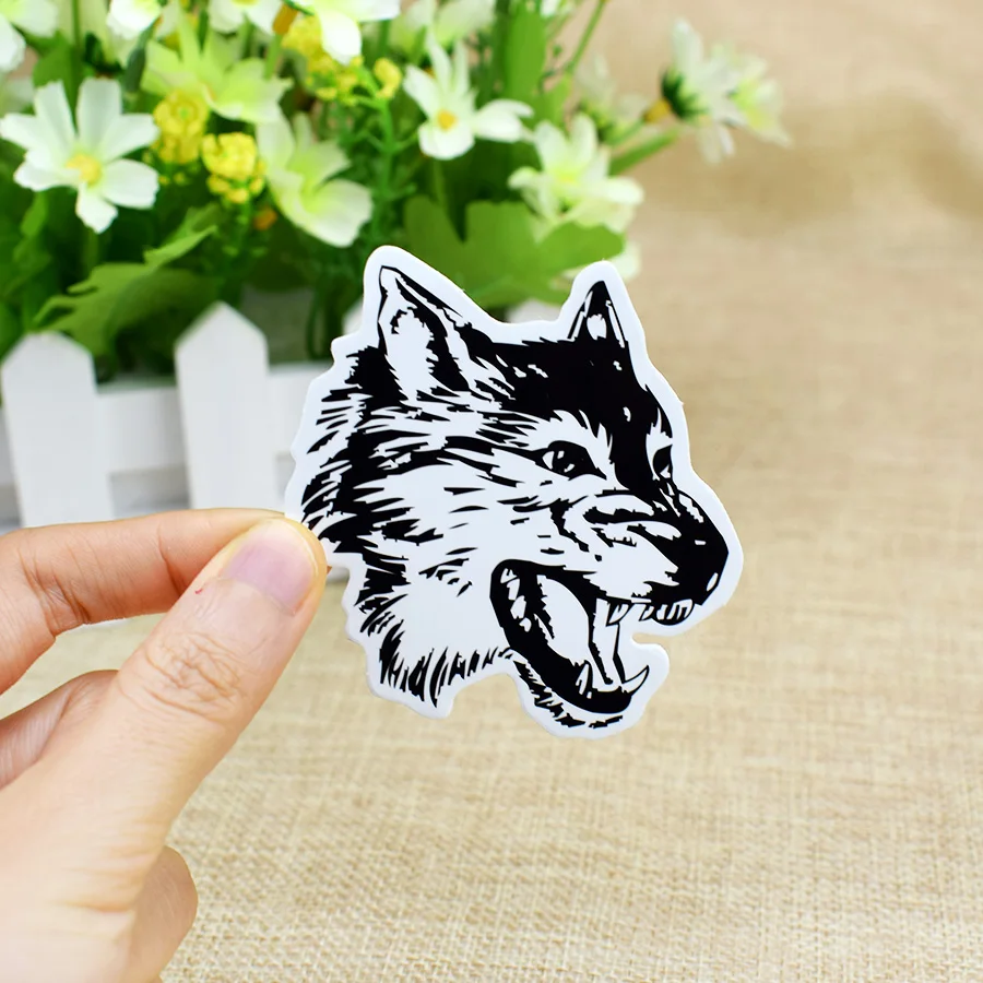 Jimitu Stickers 1pcs Wolf Dog Black And White Sticker Graffiti