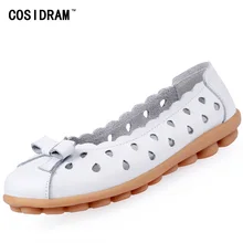Echtes Leder Frauen Wohnungen Freizeitschuhe Mokassin Mode Frauen Fahren Schuhe Aushöhlen Atmungs Bowtie Damen Schuhe BSN-607