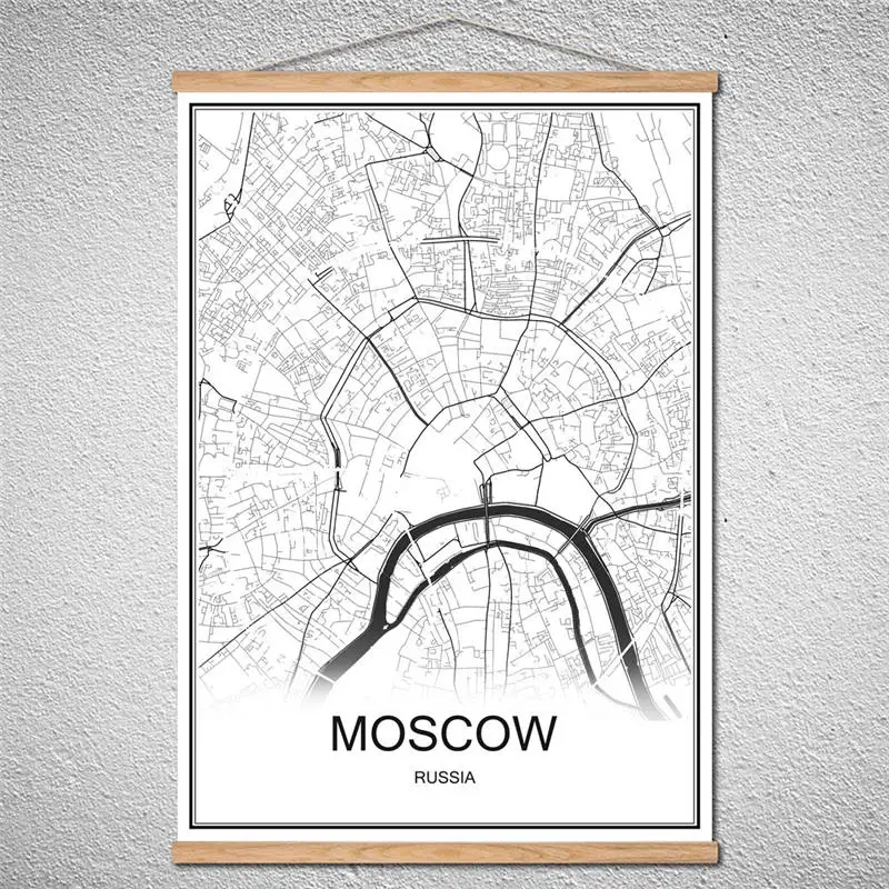 Кембридский мир Карта города индивидуальные узоры абстрактный принт картина маслом Современный плакат с рамкой холст кафе - Цвет: MOSCOW