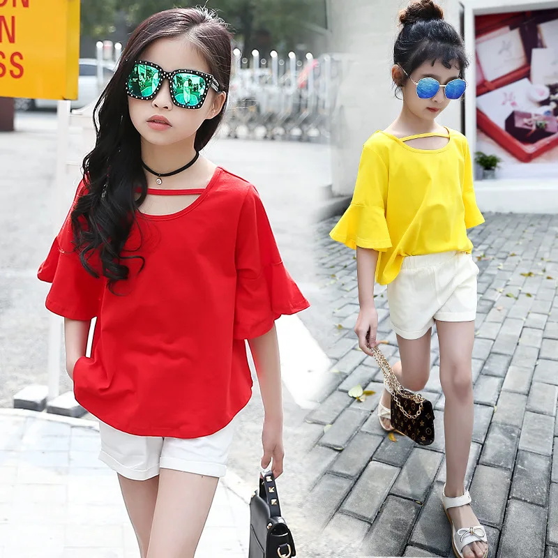 

Kid clothes Girls ruffle outfits Girls clothing sets T-shirts and shorts suit ropa nina 2019 Summer Fashion set Age for 4-13y