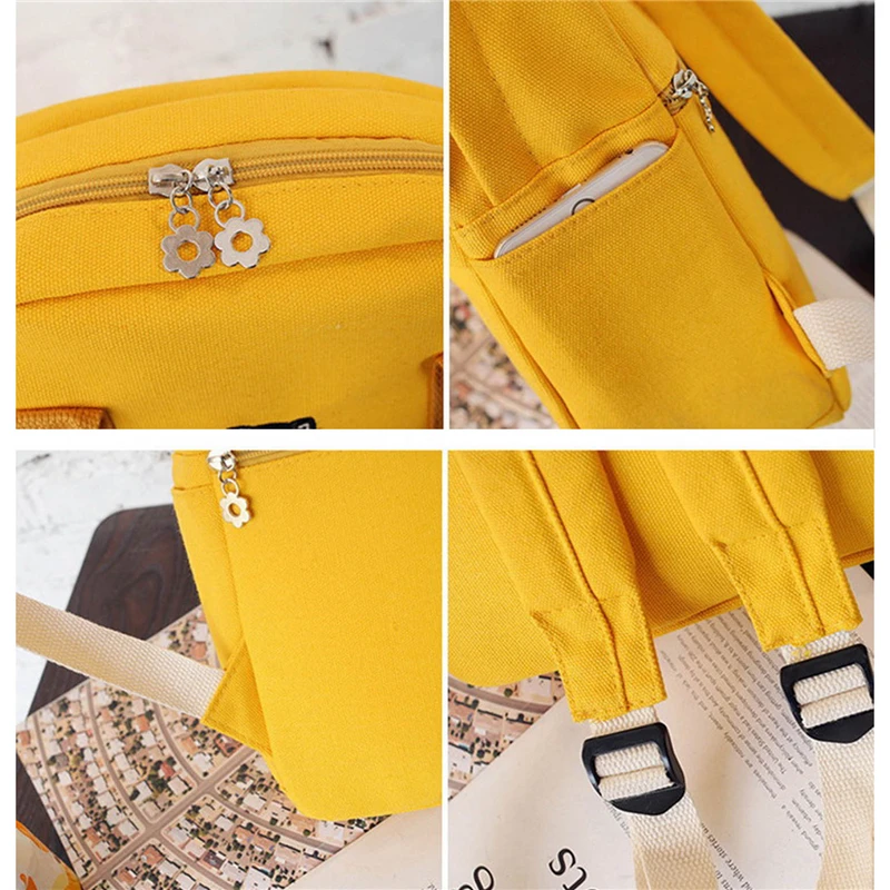 Mochila de lona de estilo Preppy para niñas adolescentes Mochila de moda bonita Mochila femenina