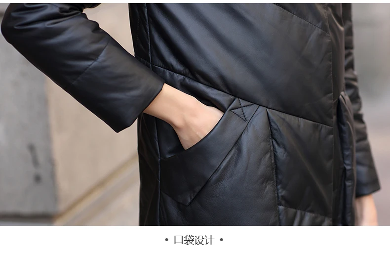 Куртка из натуральной кожи, зимнее теплое пуховое пальто, Женское пальто из настоящей овчины, корейские женские куртки, HQ18-RS181803B, YY355