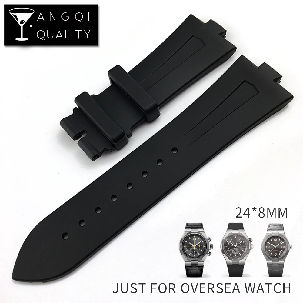 

24*8mm (buckle=20mm) Soft Waterproof Silicone Watch Band For VC Watch Man Overseas Rubber Watch Strap Black Durable Watchstrap