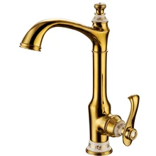 Кухонный кран, золотой латунный Смеситель для кухни, смеситель для раковины, кран с одной ручкой KF778