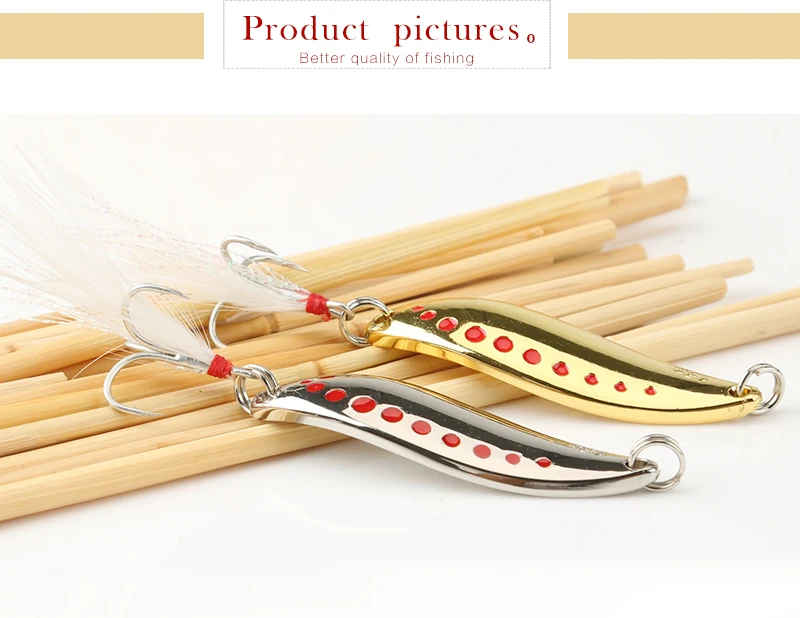 DONQL Metal Spoon Fishing Lure Hard Baits 10 15 20g Spinner Sequins Noise Paillette with Feather Treble Hook Fishing Tackle     (11)