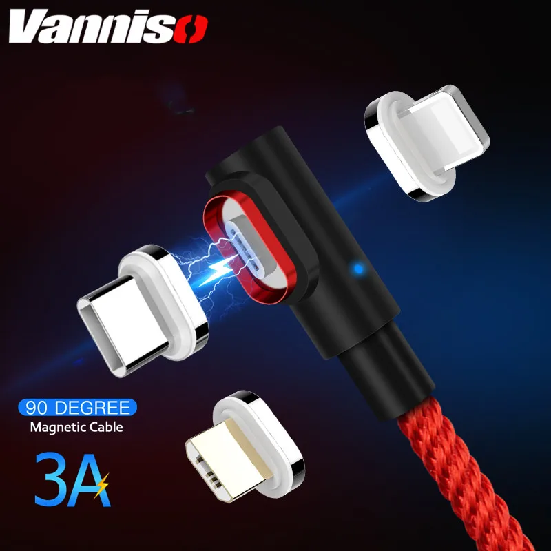 

Vanniso 90 degree Magnetic Cable USB C Micro USB Type C Fast Charging Adapter Magnet Charger Wire for iPhone Xs MAX Xiaomi usb-c