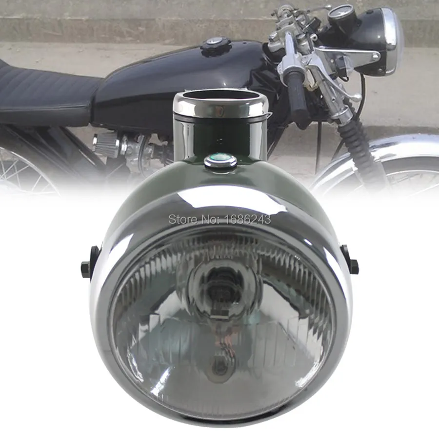 

New 6" Military Green Retro Headlight with Speedometer MPH Fits for Chopper Universal Motorcycle Custom Honda Yamaha Suzuki