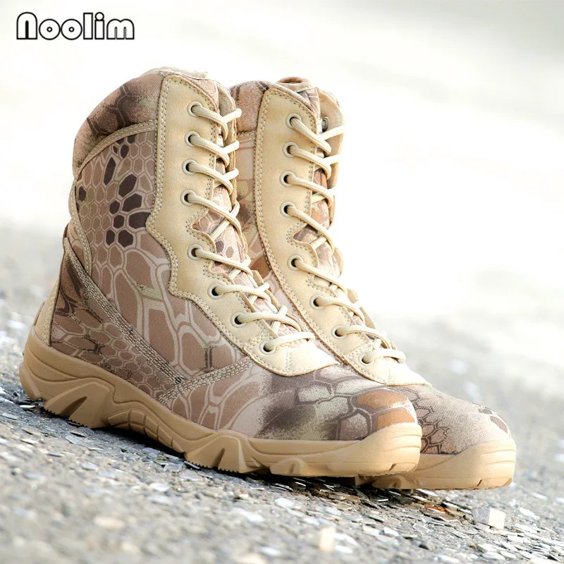 

NOOLIM Men Military Tactical Boots Winter Leather Special Force Desert Ankle Combat Boots Safety Work Shoes Army Boots