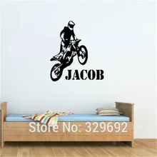 Personalised Any Name Motorbike Motocross Wall Art Wall Decal Vinyl Kids Boys Wall Sticker Paper Home Decor tx-421