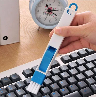 Пластиковая чистая оконная щетка, инструмент для чистки клавиатуры, Маленький Многофункциональный компьютерный паз, оконная дорожка, щетка для очистки пыли - Цвет: Синий