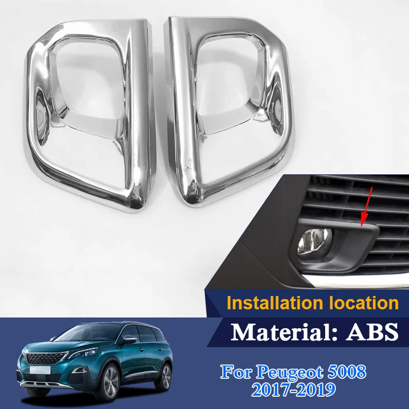 

QCBXYYXH Car Styling Front Fog Lamp Frame Sequin For Peugeot 5008 2017 2018 2019 Car Accessories Auto Rear Fog Lights Covers