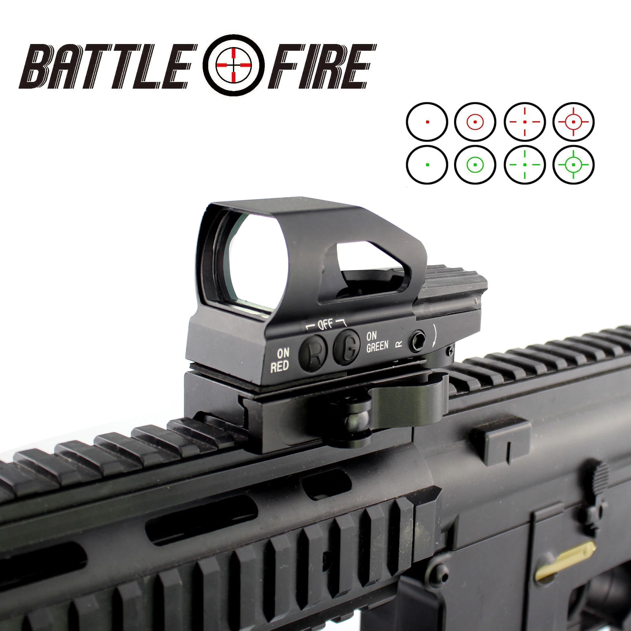 

Tactical Reflex Red dot 4 Reticles Sight Quick Release Mount Hunting Rifle Scope Holographic