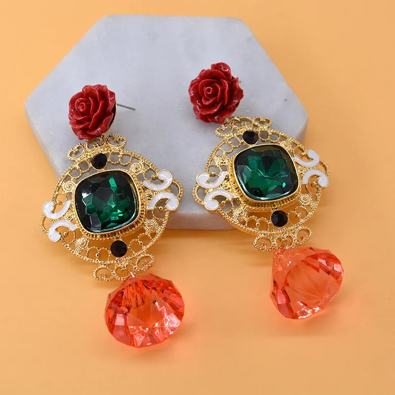 

Classic Flower long hollow earrings for women