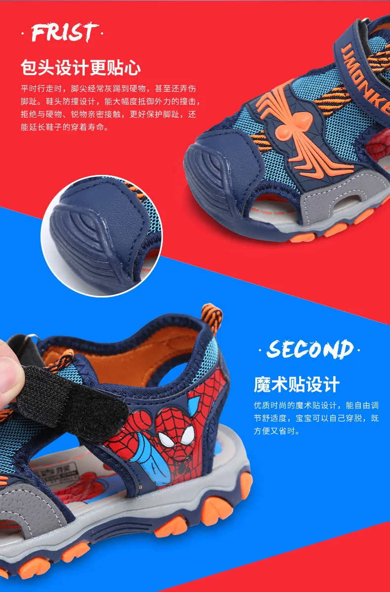 ZYJ Boys Spiderman Summer Sport Closed Toe Sandals Kids Shoes Girls Cartoon Spider Man Anti Slip Baby Beach Sandal Shoes (5)