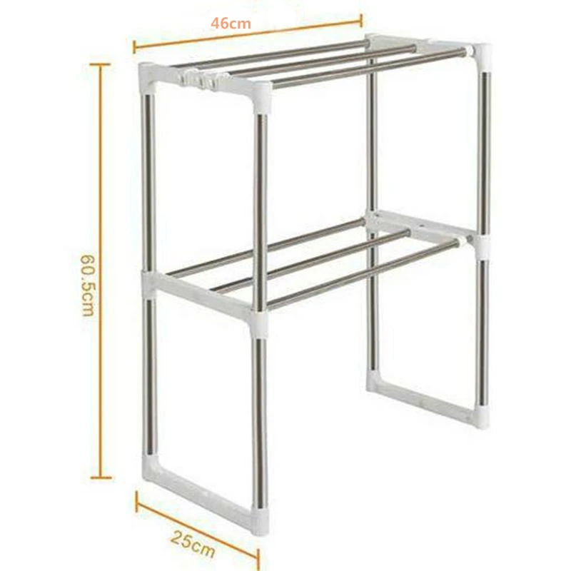 

Adjustable Stainless Steel Multifunctional Microwave Oven Shelf Rack Standing Type Double Kitchen Holders Bathroom Shelves
