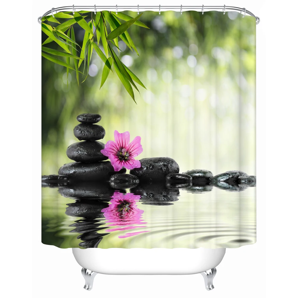 Занавеска для душа Stone Garden Zen 180x180 см фототкань из полиэстера спа аксессуары