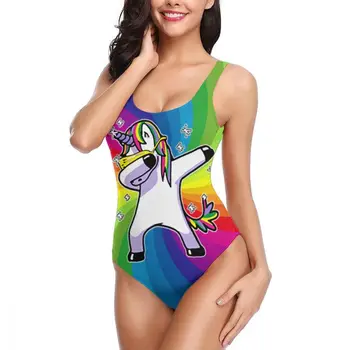 

Dabbin Unicorn Swimwear Women One Piece Swimsuit Bathing Suit Monokini Bikini 2019 Tights Bodysuit Female Bather Team