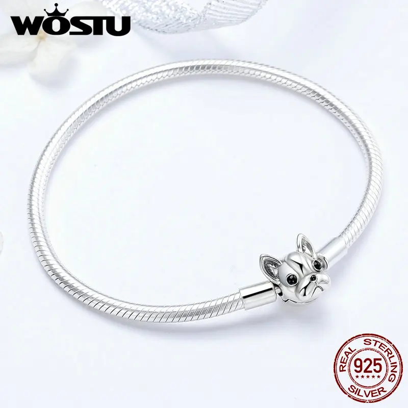 Wostu Hot selling Cute franch Bulldog Charms Fit Brand Charm bracelet For Xmas