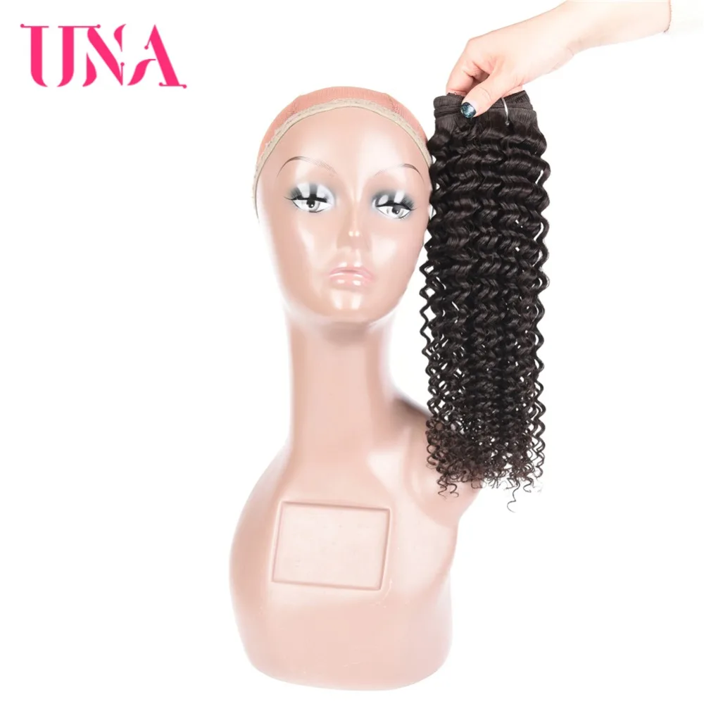 

UNA Kinky Curly Brazilian Hair Weft 1 Bundle Pack Non-Remy Brazilian Hair Weaves 18" #2 Kinky Curly Black Color 100% Human Hair