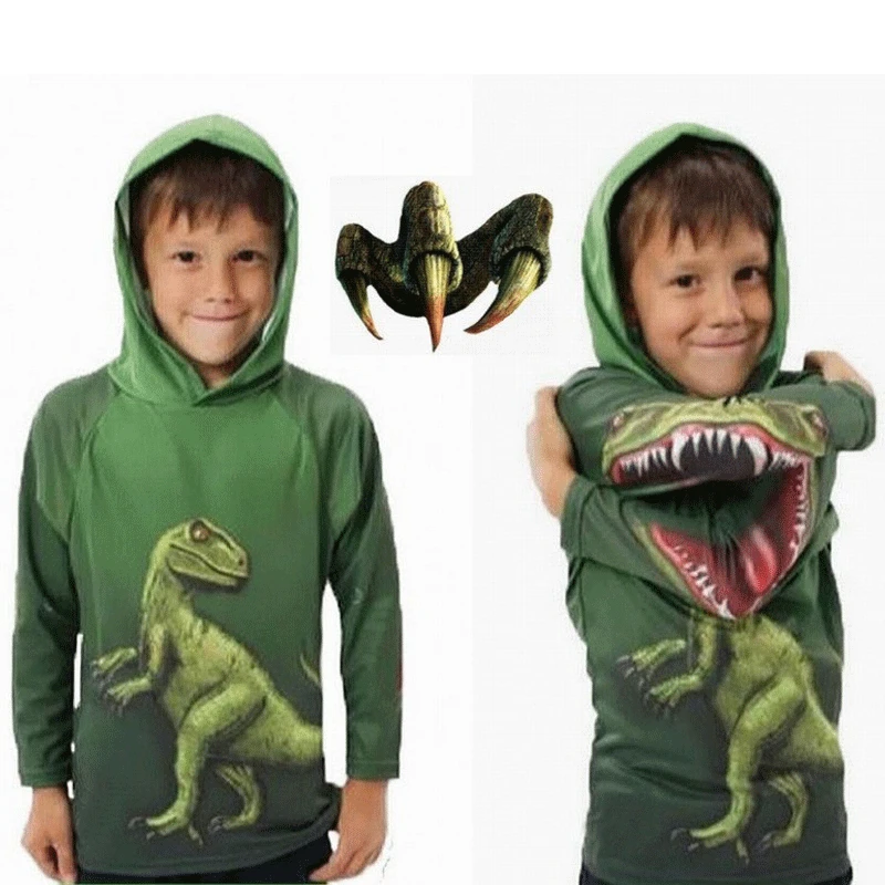 Achat Jurassic World garçons dinosaure T Shirt printemps et automne enfants à capuche à manches longues chandail haut pour enfants vêtements 100% sweat à capuche en coton