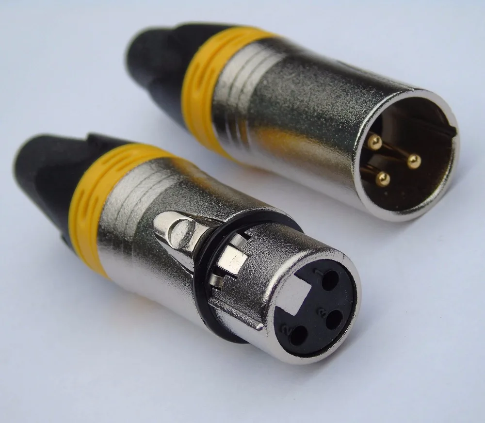 10pcs/lot 3 Pin XLR Connector with yellow color 5 PCS NC3MXX & 5 PCS