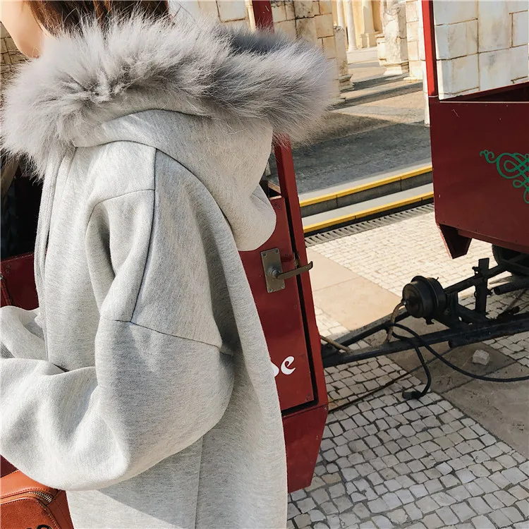WY059 Толстовка зима harajuku Флисовые Толстовки Женские однотонные с капюшоном длинный рукав толстовка толстые свободные толстовки