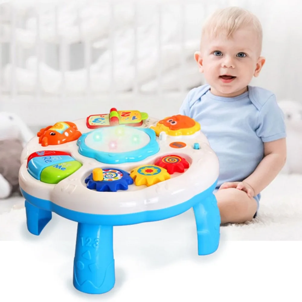 Детский Музыкальный обучающий стол, многофункциональный игровой стол, красочный светильник, развивающая игрушка для детей 3